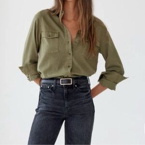 AYR The Omega Long Sleeve Utility Button Down Shirt Blouse Women’s Size Large